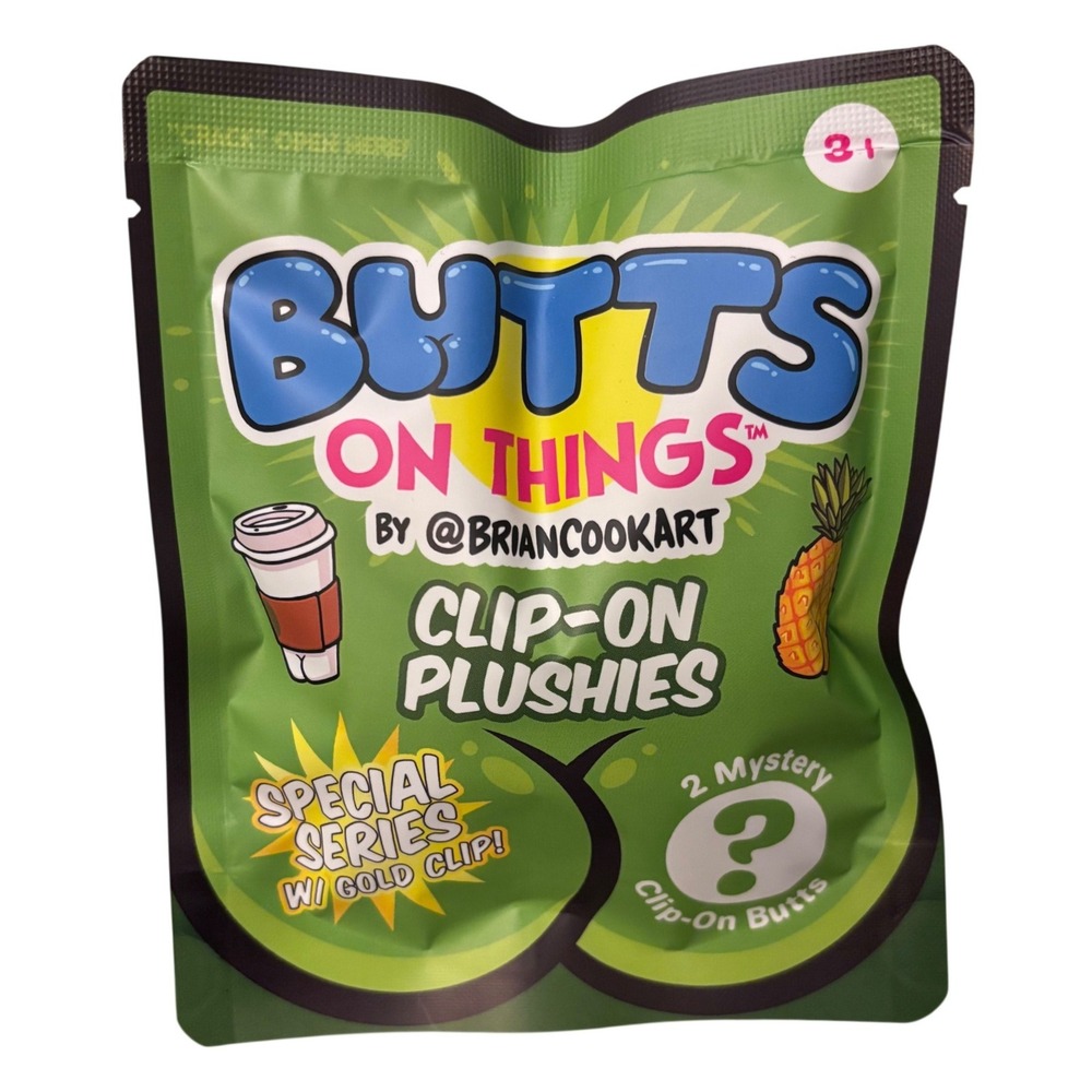 Butts On Things | Clip-On Plushies | Gold Clips | Brian Cook |‎ Blind Bag | NEW